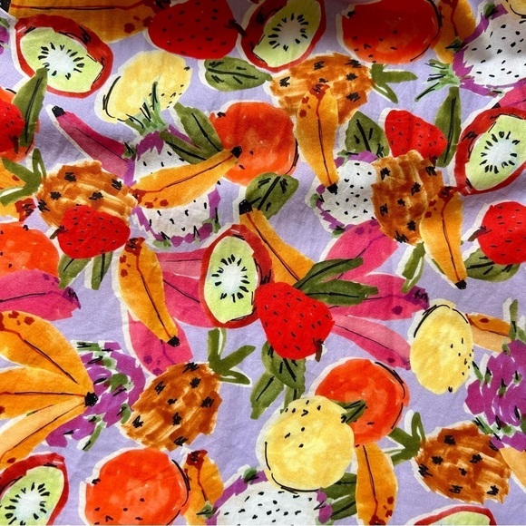 Fame and Partners Aidan Puff Sleeve Mini Dress Tropical Lilac Fruit Print Size 2 - Picture 8 of 11